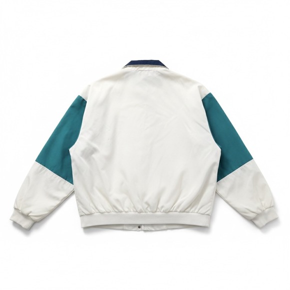 Dunbrooke Vtg RCA Windbreaker Jacket White Teal Color Block Dog Logo Sz XL Retro - Picture 2 of 6